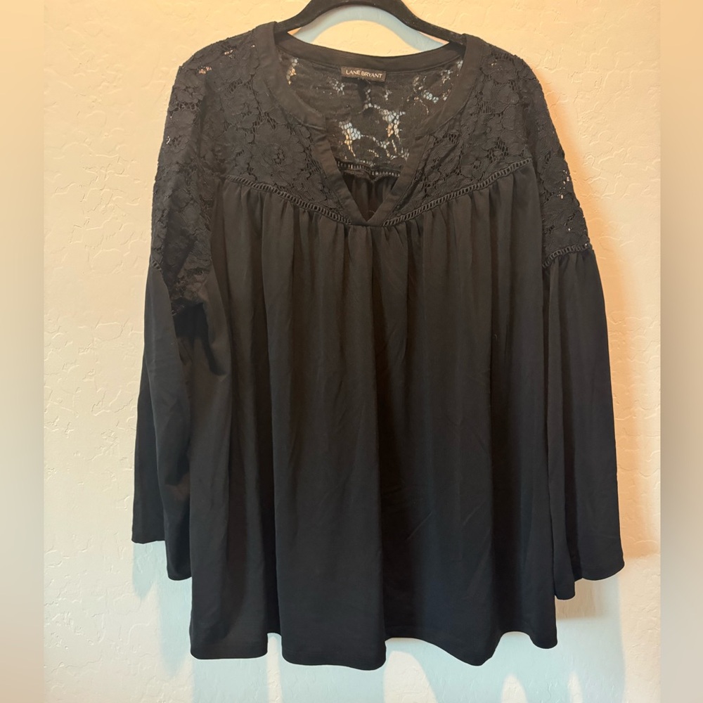 Lane Bryant Black 3/4 Sleeve Blouse - 22/24